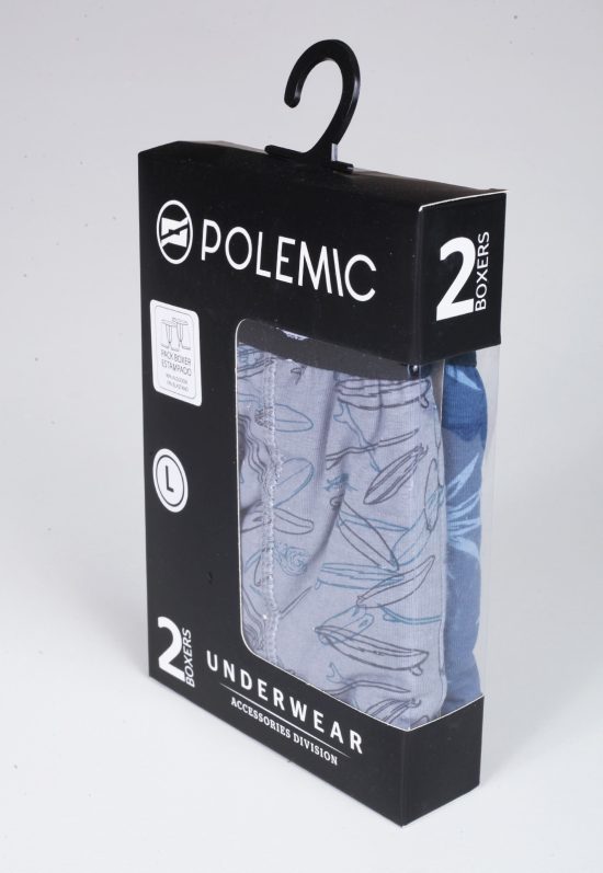 PACK BOXER ADULTO GRIS/AZUL - POLEMIC - Imagen 2