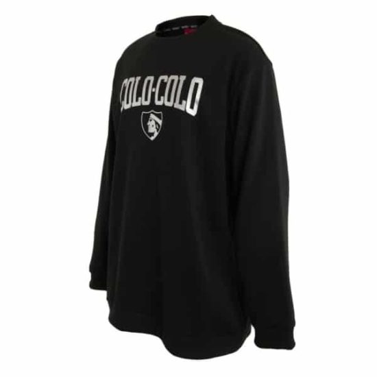 Poleron Hombre Crew Colo Colo Urbano «Letters» Cuello Alto Negro - Imagen 2