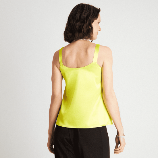 BLUSA SATINADA MANGA PAVILO AMARILLO - Imagen 2