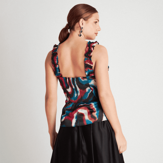 CROP TOP CUELLO V SATINADO LDP - Imagen 2