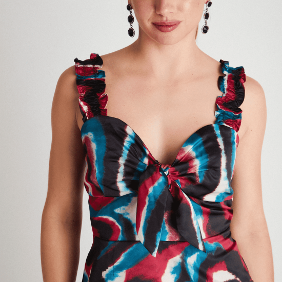 CROP TOP CUELLO V SATINADO LDP - Imagen 3
