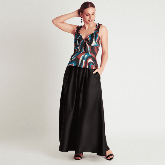 CROP TOP CUELLO V SATINADO LDP - Imagen 4