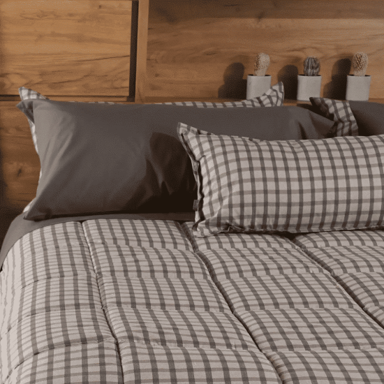 COJIN NORDICO TRINI 144 HILOS CUADRILLE GRAY 100X40 CELTA - Imagen 2