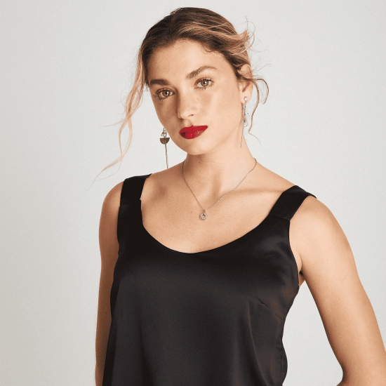 Blusa Satin Sin Mangas negro LDP - Imagen 3