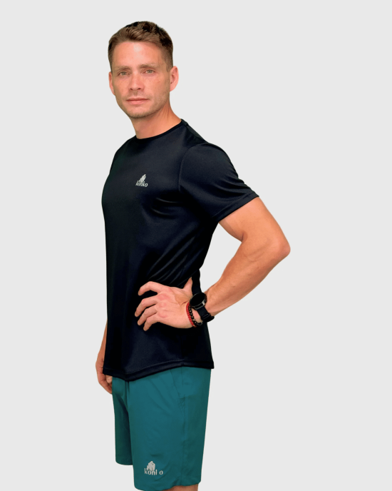 POLERA SOFT DRY HOMBRE NEGRO KONKO - Imagen 2