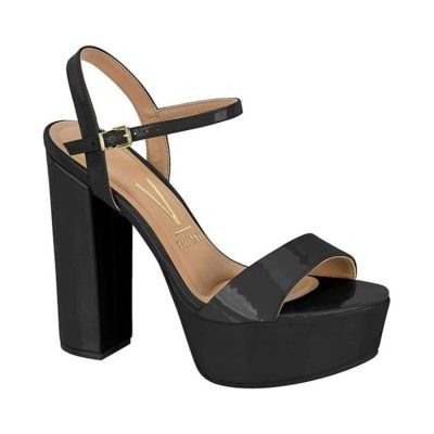 Sandalia Mujer Taco Alto Verniz Premium Negro 15745 Vizzano