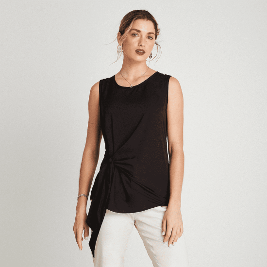 Polera Mix Fabric Con Lazo Negro LDP
