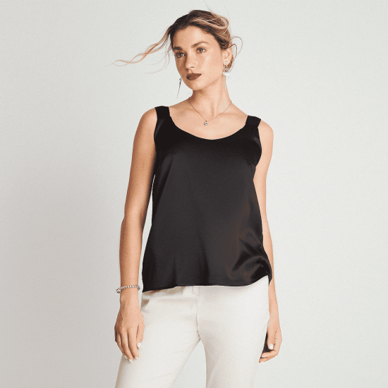 Blusa Satin Sin Mangas negro LDP