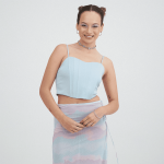 Corset Satinado Celeste Acuarela