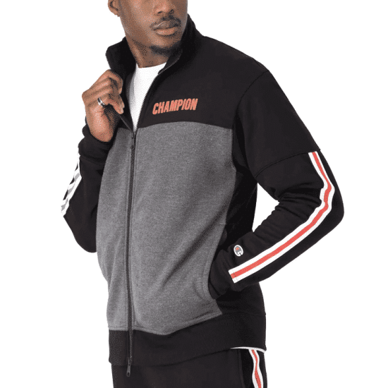 CHAQUETA HOMBRE POWERBLEND TAPED WARM UP BLACK CHAMPION - Imagen 2
