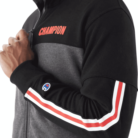 CHAQUETA HOMBRE POWERBLEND TAPED WARM UP BLACK CHAMPION - Imagen 3
