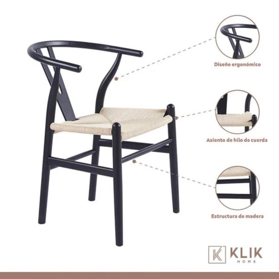 SILLA WISHBONE NEGRO - Imagen 5