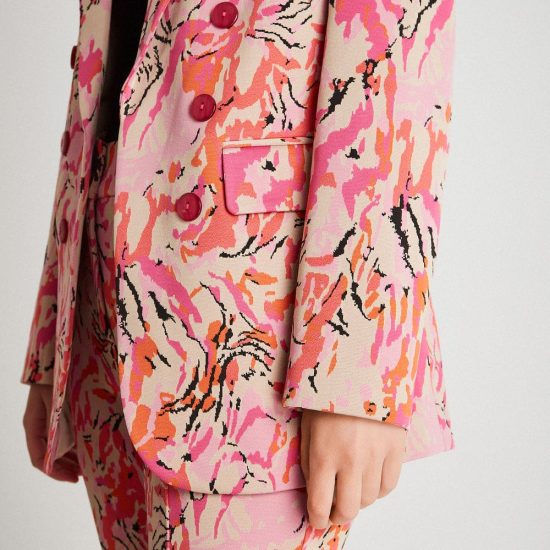 BLAZER ESTAMPADO UN BOTON CON BOLSILLOS NARANJO LDP - Imagen 3