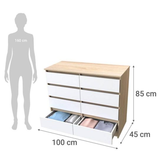 COMODA AUSTRIA 8 CAJ 100X45X85 OLMO-BLANCO CIC - Imagen 4