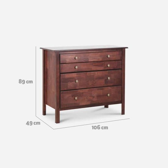 COMODA BERLIN 4 CAJONES CHOCOLATE - Imagen 3