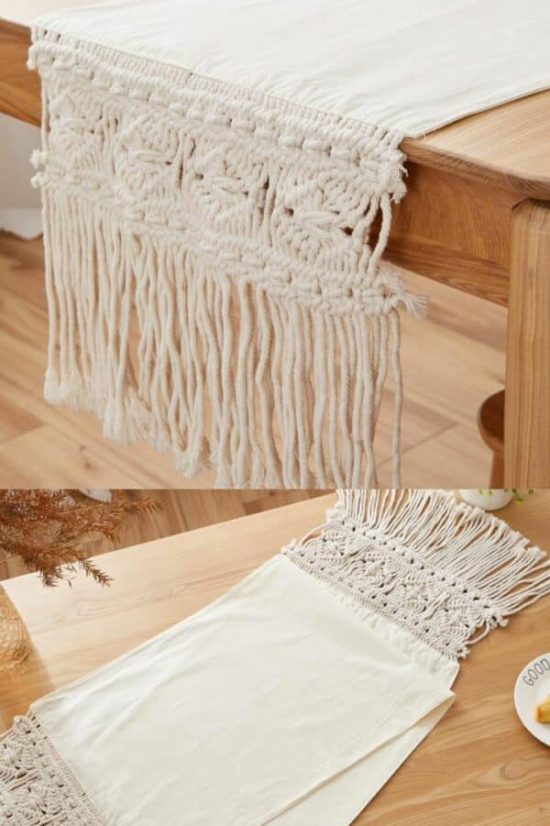 CAMINO DE MESA MACRAME CRUDO MENORCA - Imagen 2