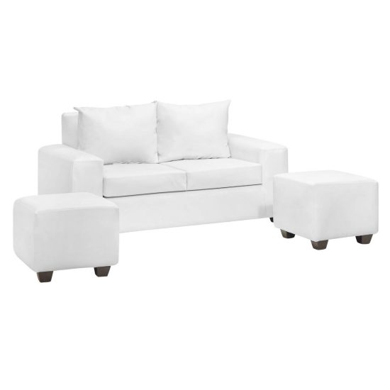 LIVING KAHLO 2 CUERPOS + 2 POUF PU BLANCO INNOVA - Imagen 2