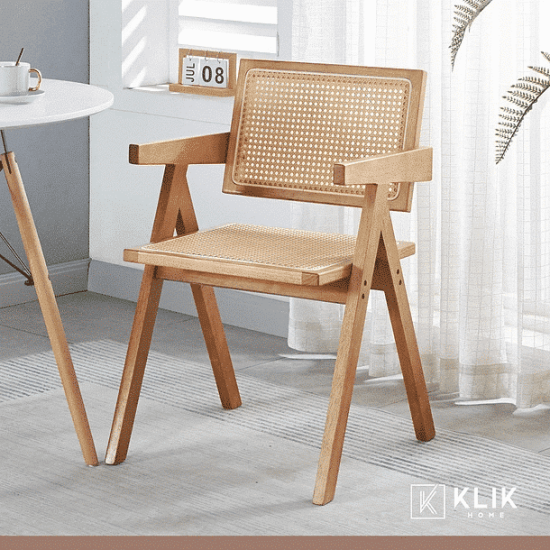 SILLA BUTACA CHANDIGARH MADERA RATTAN KLIK - Imagen 2