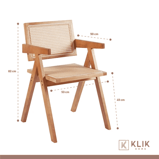 SILLA BUTACA CHANDIGARH MADERA RATTAN KLIK - Imagen 4