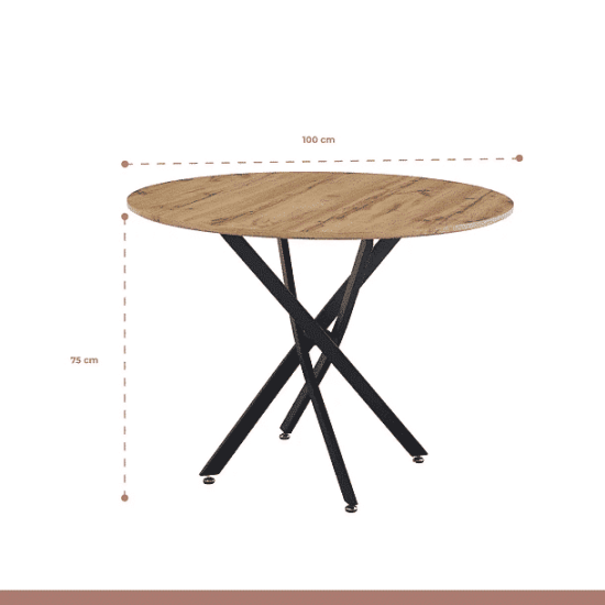 MESA COMEDOR REDONDO MADERA ENREJADA KLIK - Imagen 4