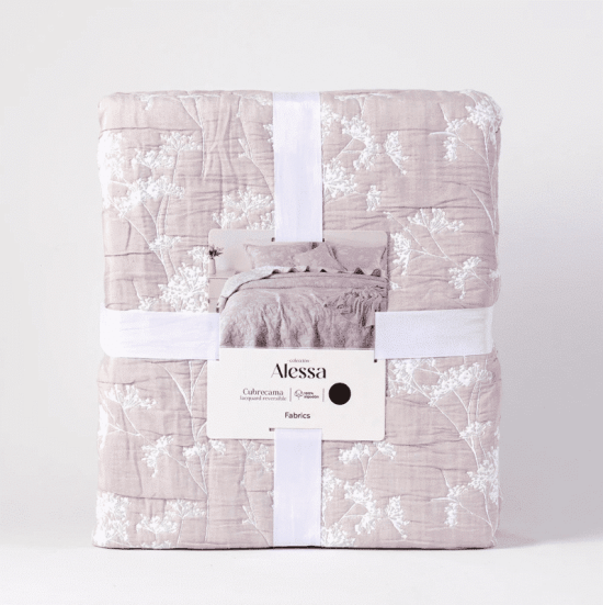 CUBRECAMA JACQUARD ALBORADA S.KING AGUA FABRICS - Imagen 4