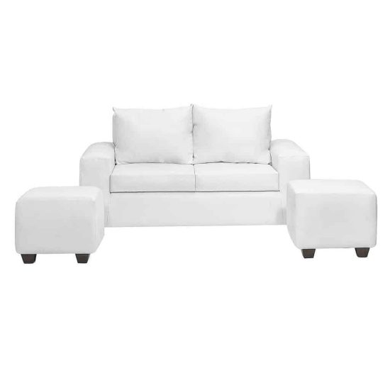 LIVING KAHLO 2 CUERPOS + 2 POUF PU BLANCO INNOVA