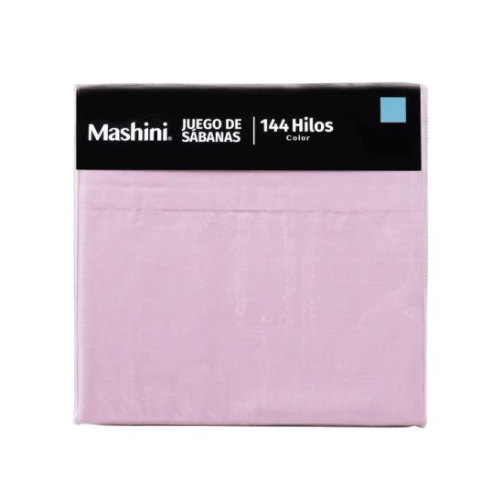 JUEGO DE SABANAS 144 HILOS COLOR LISO 2 PLAZAS ROSA MASHINI - Imagen 2