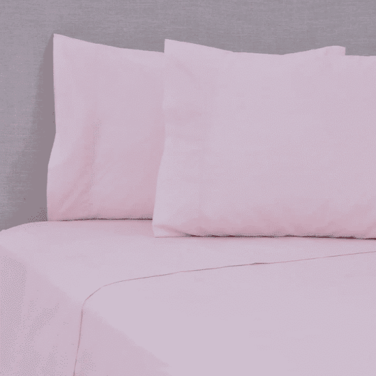 JUEGO DE SABANAS 144 HILOS COLOR LISO 2 PLAZAS ROSA MASHINI