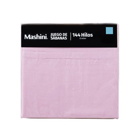 JUEGO DE SABANAS 144 HILOS COLOR LISO KING ROSA MASHINI - Imagen 3