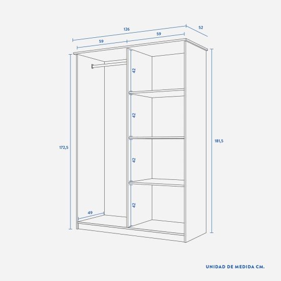 CLOSET LUCERNA 4 PUERTAS BLANCO CIC - Imagen 3