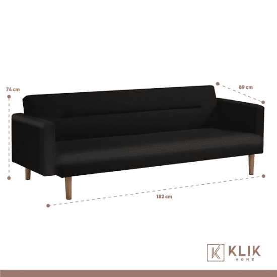 FUTON SOFA CAMA 3 C SARA ECOCUERO NEGRO KLIK - Imagen 3