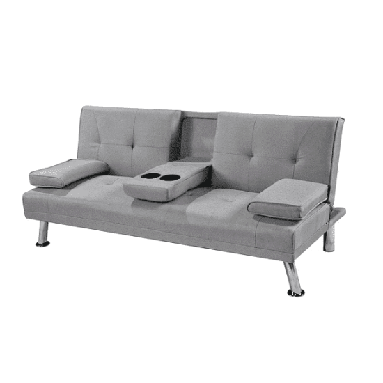 SOFA CAMA APOYABRAZOS LINO GRIS KLIK - Imagen 2