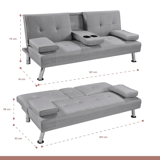 SOFA CAMA APOYABRAZOS LINO GRIS KLIK - Imagen 4