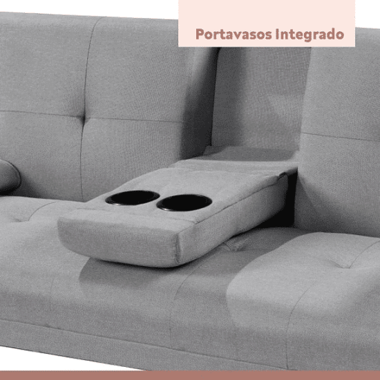 SOFA CAMA APOYABRAZOS LINO GRIS KLIK - Imagen 5