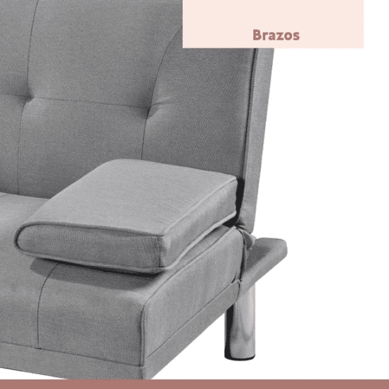SOFA CAMA APOYABRAZOS LINO GRIS KLIK - Imagen 6