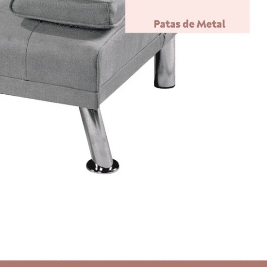 SOFA CAMA APOYABRAZOS LINO GRIS KLIK - Imagen 7