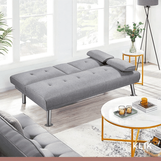 SOFA CAMA APOYABRAZOS LINO GRIS KLIK - Imagen 8