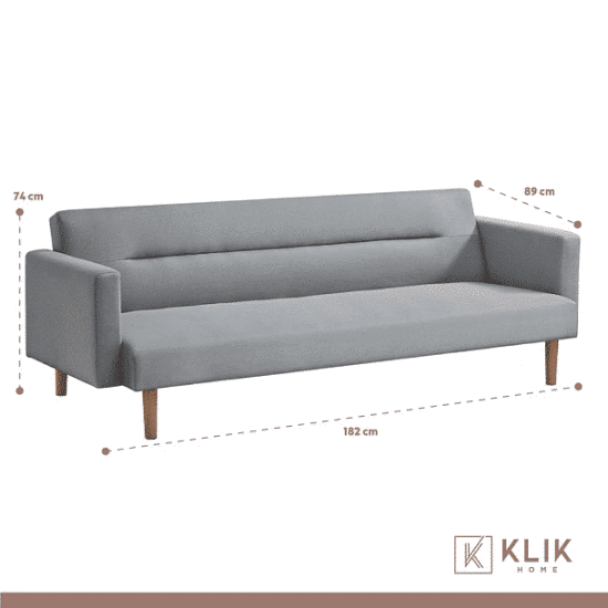 FUTON SOFA CAMA 3 C SARA LINO GRIS KLIK - Imagen 4