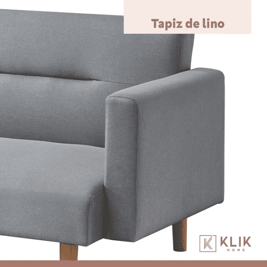 FUTON SOFA CAMA 3 C SARA LINO GRIS KLIK - Imagen 5