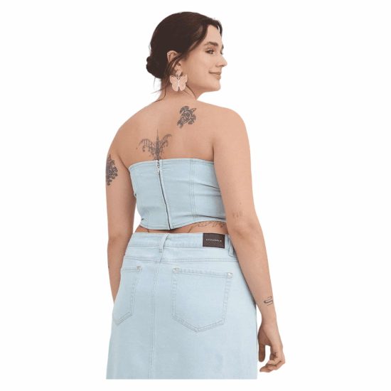 Corset Denim Sin Mangas celeste Acuarela - Imagen 2