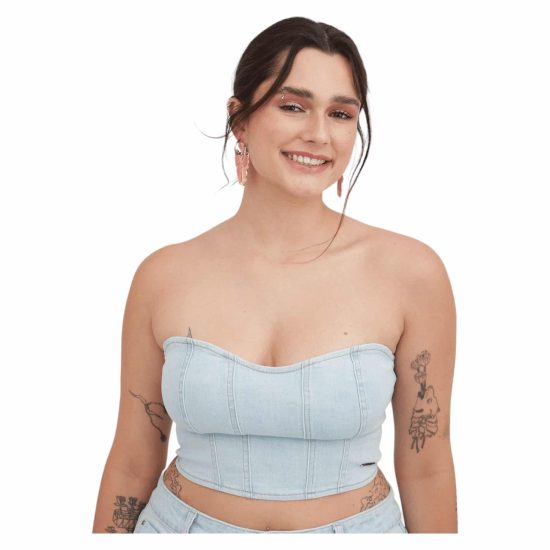 Corset Denim Sin Mangas celeste Acuarela - Imagen 3