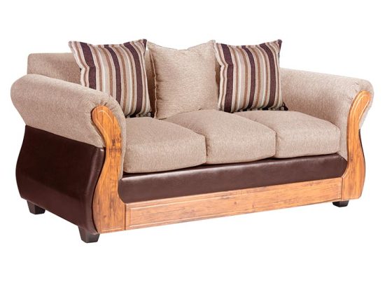 SOFA MONTECARLO 3 CUERPOS TELA-PU CHOCOLATE TAP NOGAL INNOVA - Imagen 2