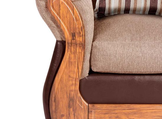 SOFA MONTECARLO 3 CUERPOS TELA-PU CHOCOLATE TAP NOGAL INNOVA - Imagen 3