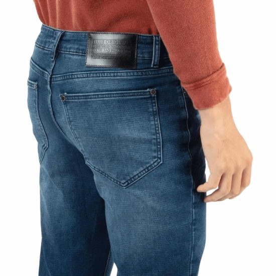JEANS HOMBRE NEW SLIM TIRO MEDIO MED BLUE TECHNO FABRIC ELLUS - Imagen 4