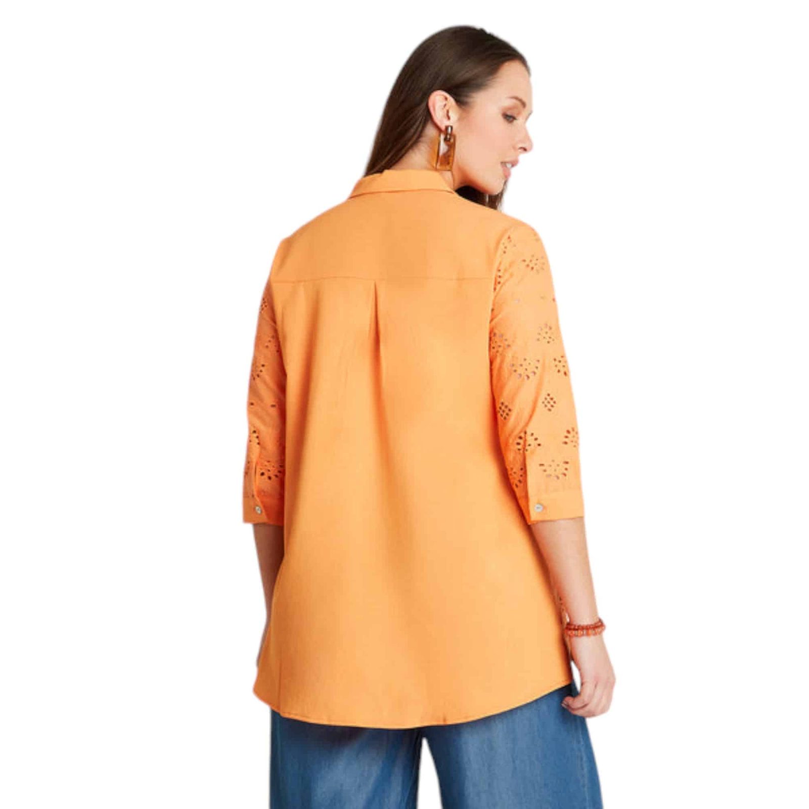 Blusa Naranjo Manga 3,4 Cuello Camisero - Imagen 2