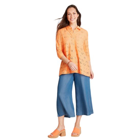 Blusa Naranjo Manga 3,4 Cuello Camisero - Imagen 4