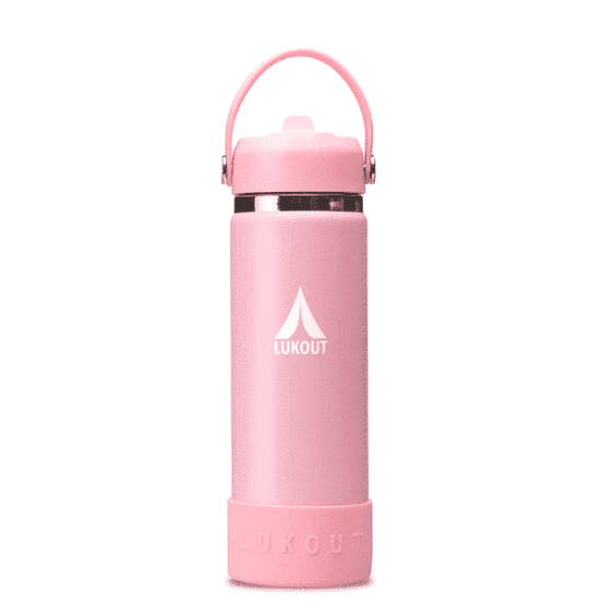 BOTELLA BOCA ANCHA 591 ML BOMBILLA LUKOUT ROSADO