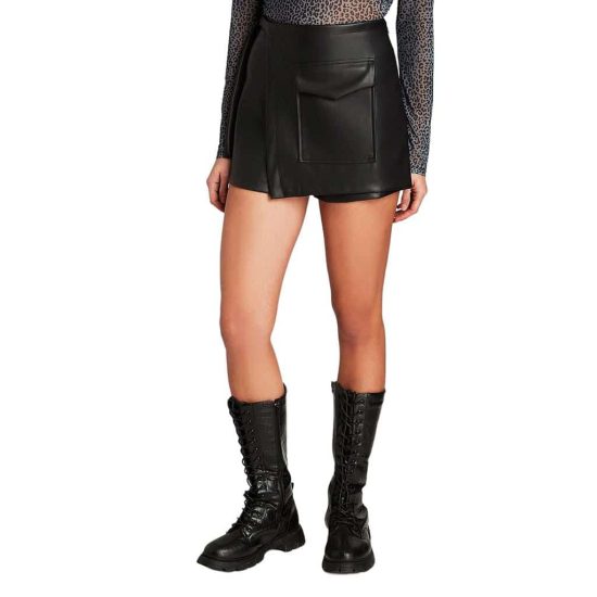 FALDA SHORT DE ECO CUERO NEGRO ACUARELA