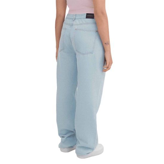 Jeans Wide Leg Con Strass Celeste Acuarela - Imagen 2