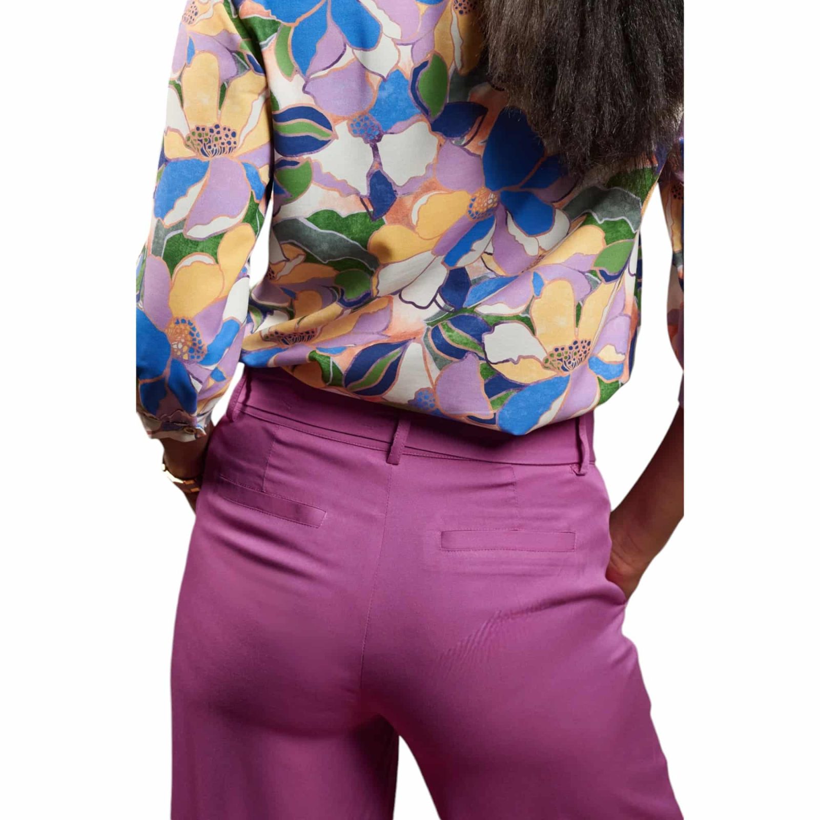 PANTALON PALAZZO CINTURON OJETILLOS MAGENTA GIVE - Imagen 2